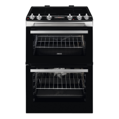 Zanussi ZCI66288XA 60cm Electric Double Oven with Induction Hob - Black and Stainless Steel